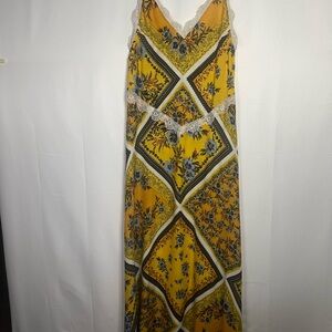 Free People Yellow and Blue Floral Maxi Dress